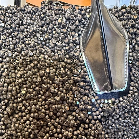 NWOT Tod's Black embellished Beaded tote Bag W/dustbag - Picture 7 of 16